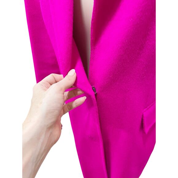 Bcbgmaxazria Emma Neon Pink Wool Linerless Wool Coat Large - Picture 4 of 10